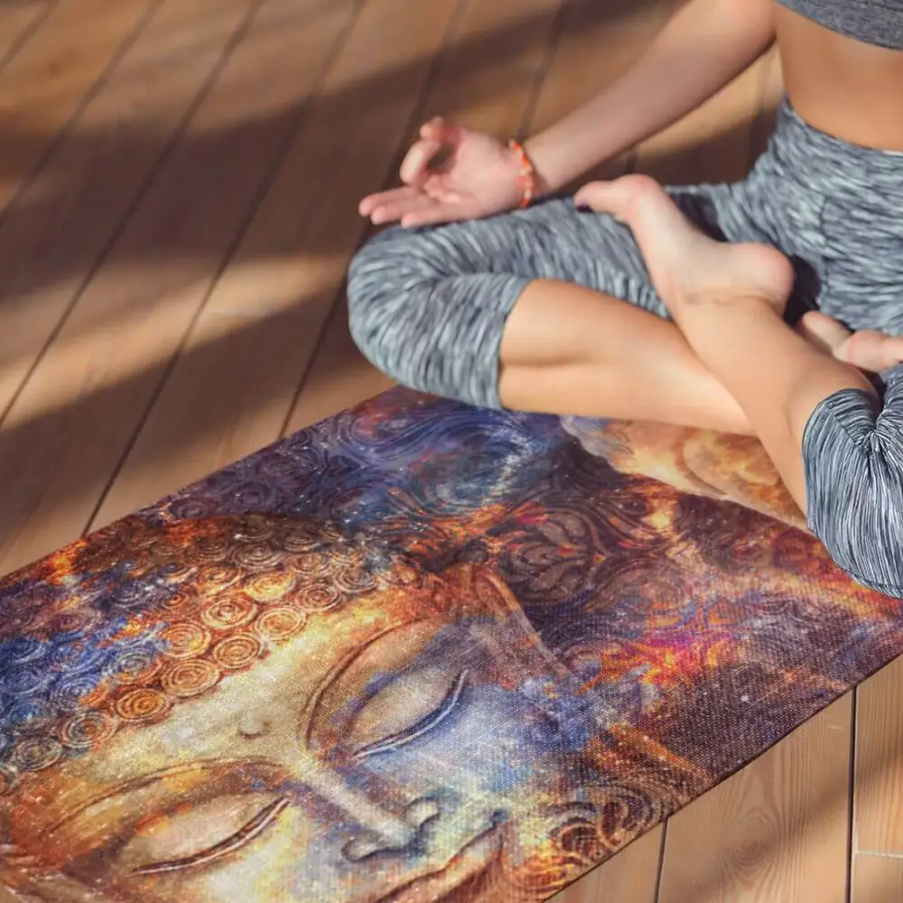 Custom yoga mat design with Buddha